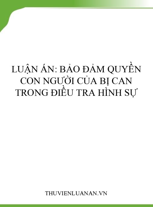 Luận án: Bảo đảm quyền con người của bị can trong điều tra hình sự