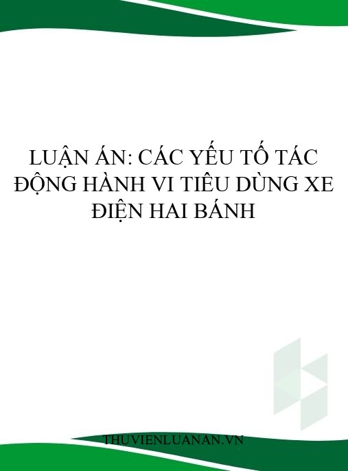 Luận án: Các yếu tố tác động hành vi tiêu dùng xe điện hai bánh