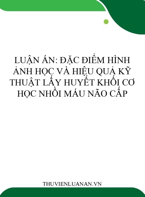Luận án: Đặc điểm hình ảnh học và hiệu quả kỹ thuật lấy huyết khối cơ học nhồi máu não cấp