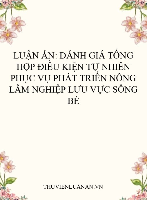 Luận án: Đánh giá tổng hợp điều kiện tự nhiên phục vụ phát triển nông lâm nghiệp lưu vực sông Bé