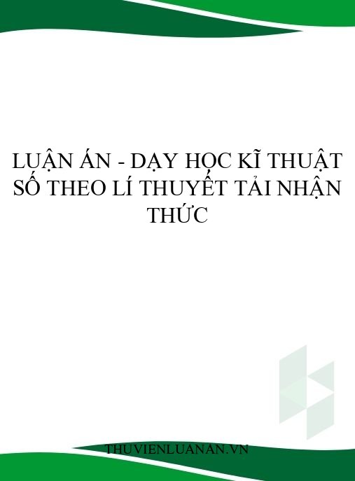 Luận án – Dạy học kĩ thuật số theo lí thuyết tải nhận thức