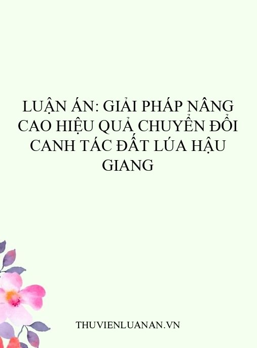 Luận án: Giải pháp nâng cao hiệu quả chuyển đổi canh tác đất lúa Hậu Giang