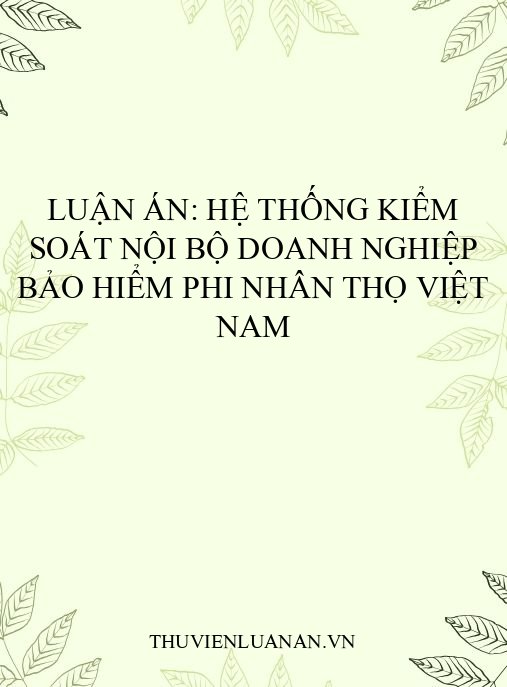 Luận án: Hệ thống kiểm soát nội bộ doanh nghiệp bảo hiểm phi nhân thọ Việt Nam