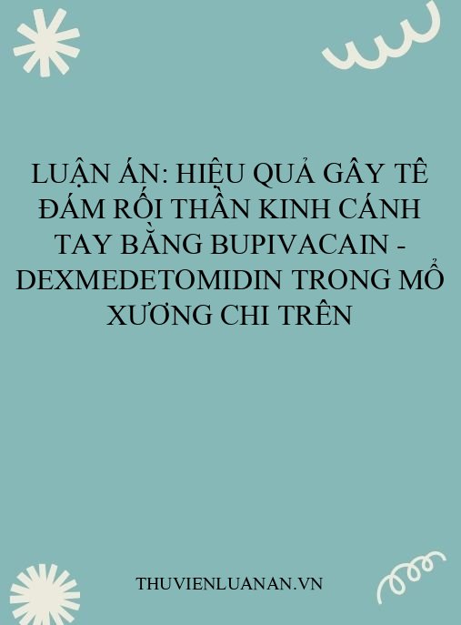 Luận án: Hiệu quả gây tê đám rối thần kinh cánh tay bằng bupivacain – dexmedetomidin trong mổ xương chi trên