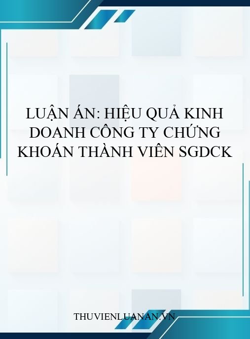 Luận án: Hiệu quả kinh doanh công ty chứng khoán thành viên SGDCK