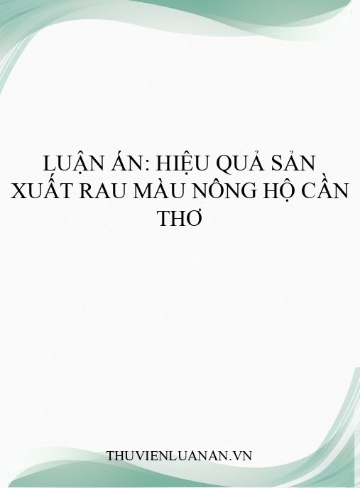 Luận án: Hiệu quả sản xuất rau màu nông hộ Cần Thơ
