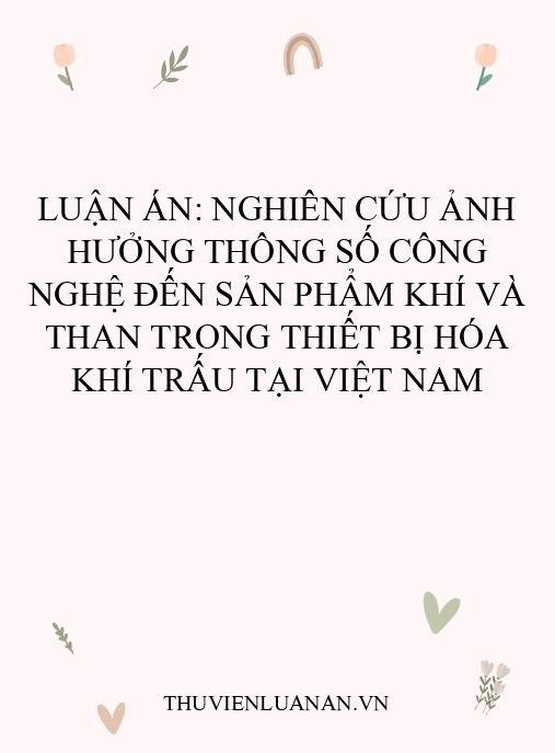 Luận án: Nghiên cứu ảnh hưởng thông số công nghệ đến sản phẩm khí và than trong thiết bị hóa khí trấu tại Việt Nam