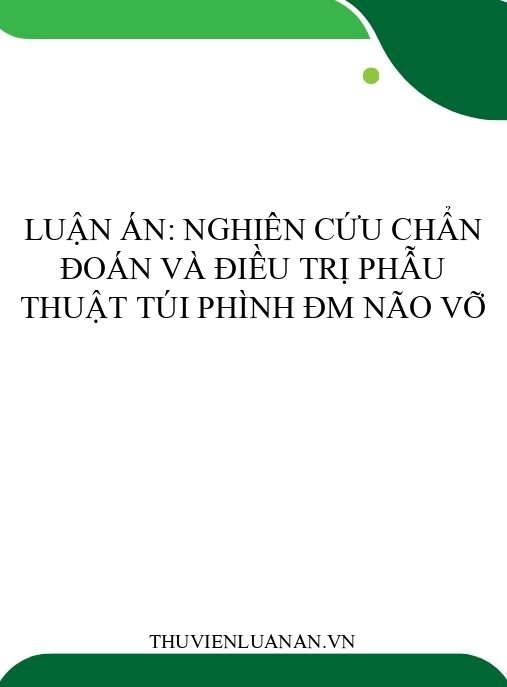 Luận án: Nghiên cứu chẩn đoán và điều trị phẫu thuật túi phình ĐM não vỡ