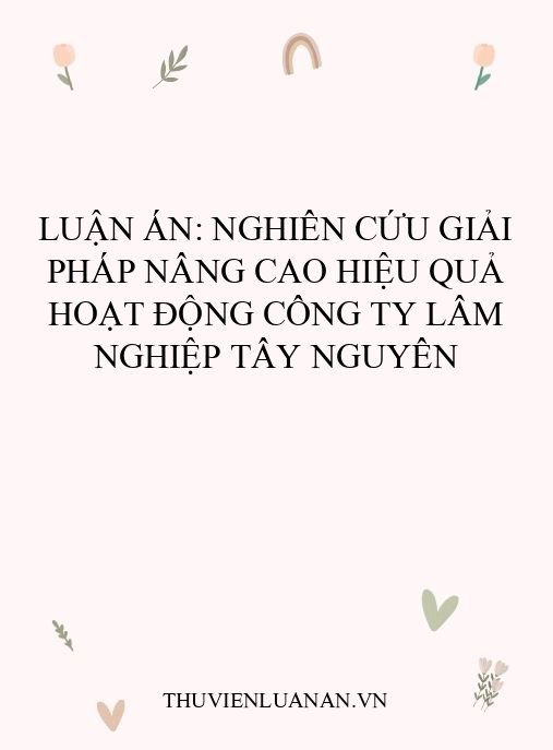 Luận án: Nghiên cứu giải pháp nâng cao hiệu quả hoạt động công ty lâm nghiệp Tây Nguyên