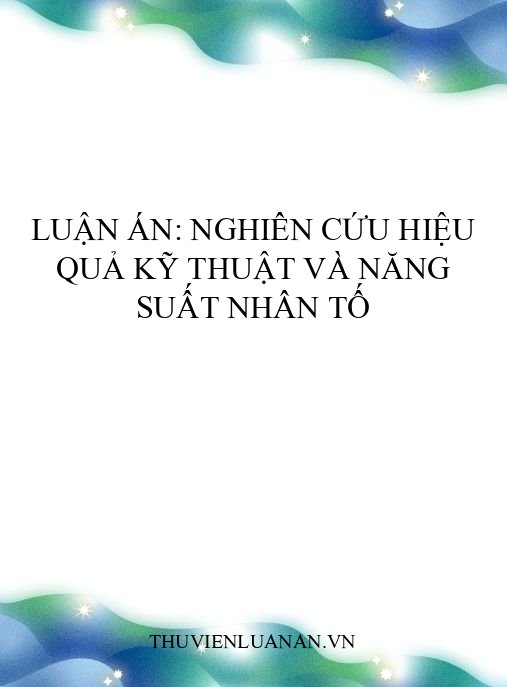 Luận án: Nghiên cứu hiệu quả kỹ thuật và năng suất nhân tố