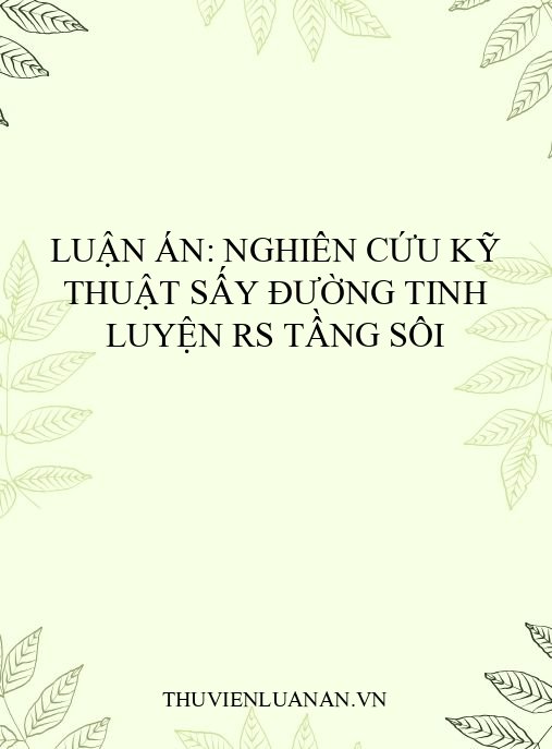 Luận án: Nghiên cứu kỹ thuật sấy đường tinh luyện RS tầng sôi