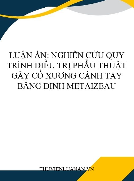 Luận án: Nghiên cứu quy trình điều trị phẫu thuật gãy cổ xương cánh tay bằng đinh Metaizeau