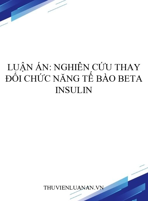 Luận án: Nghiên cứu thay đổi chức năng tế bào beta insulin