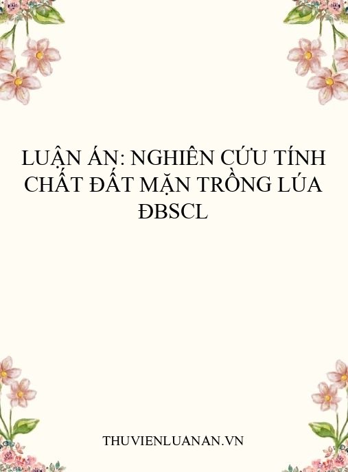 Luận án: Nghiên cứu tính chất đất mặn trồng lúa ĐBSCL