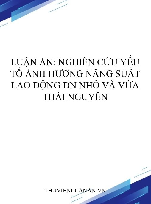Luận án: Nghiên cứu yếu tố ảnh hưởng năng suất lao động DN nhỏ và vừa Thái Nguyên