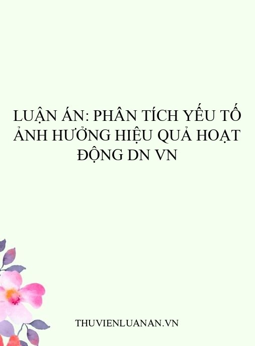Luận án: Phân tích yếu tố ảnh hưởng hiệu quả hoạt động DN VN