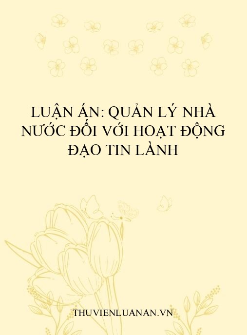 Luận án: Quản lý nhà nước đối với hoạt động đạo Tin lành