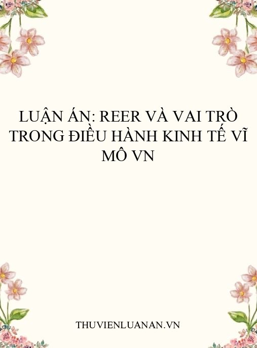 Luận án: REER và vai trò trong điều hành kinh tế vĩ mô VN