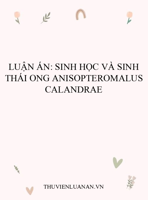 Luận án: Sinh học và sinh thái ong Anisopteromalus calandrae