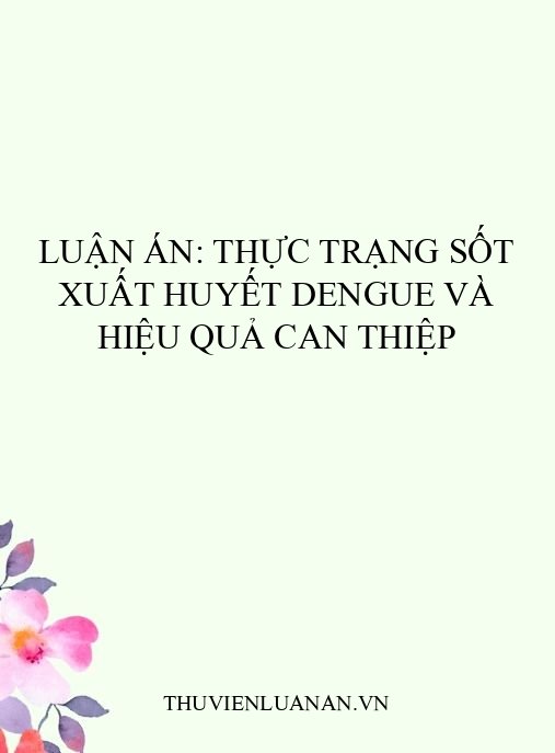 Luận án: Thực trạng sốt xuất huyết Dengue và hiệu quả can thiệp