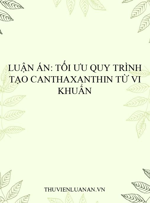 Luận án: Tối ưu quy trình tạo canthaxanthin từ vi khuẩn